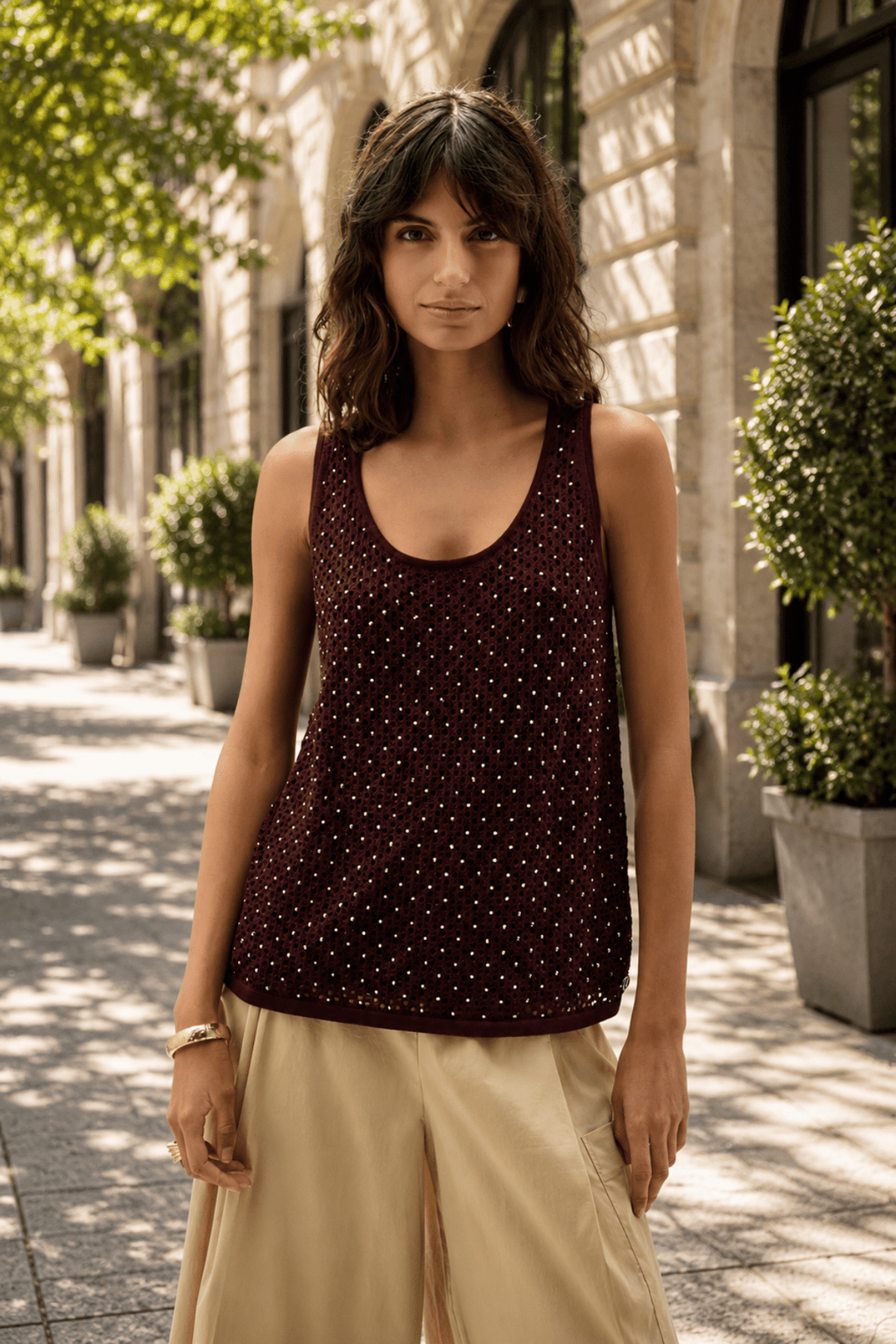 Embellished Knit Camisole - Chocolate - JR97 - Pizazz BoutiqueJoseph Ribkoff