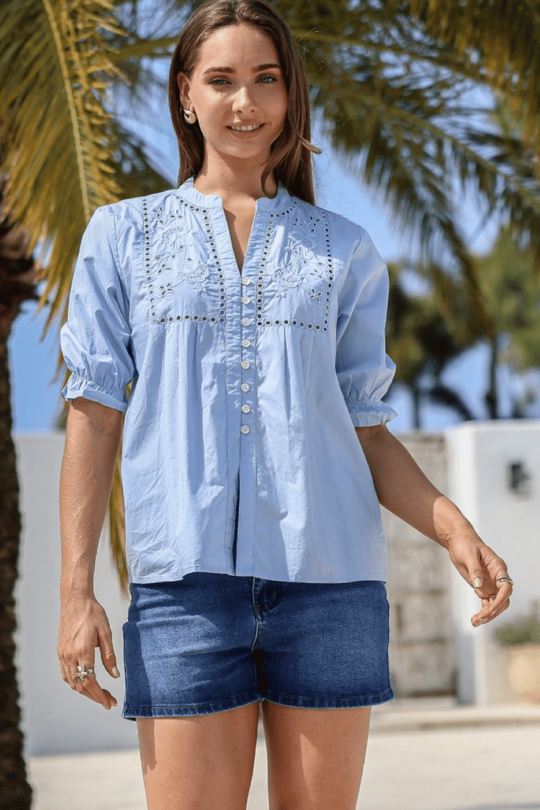 Embroidered Blouse - Bleu - JG8 - Pizazz BoutiqueJoop & Gypsy