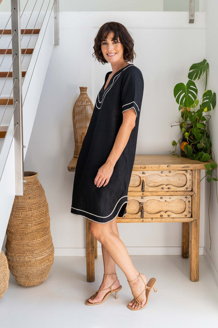 Embroidery Trim Dress - Black - SS34 - Pizazz BoutiqueSee Saw