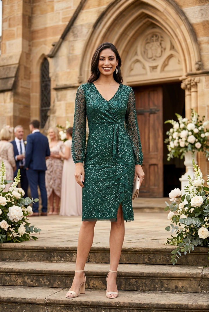 Celeste Sequin Dress - Emerald -  Z21