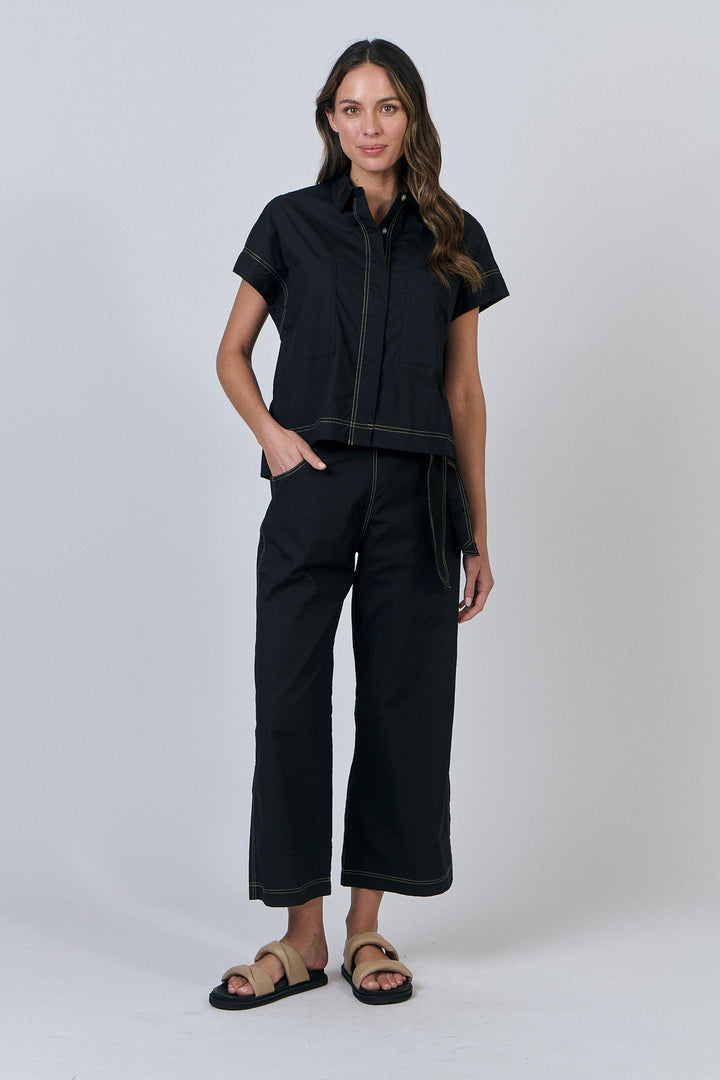Emily Button Shirt - Black - OJ20 - Pizazz BoutiqueNaturals By O & J