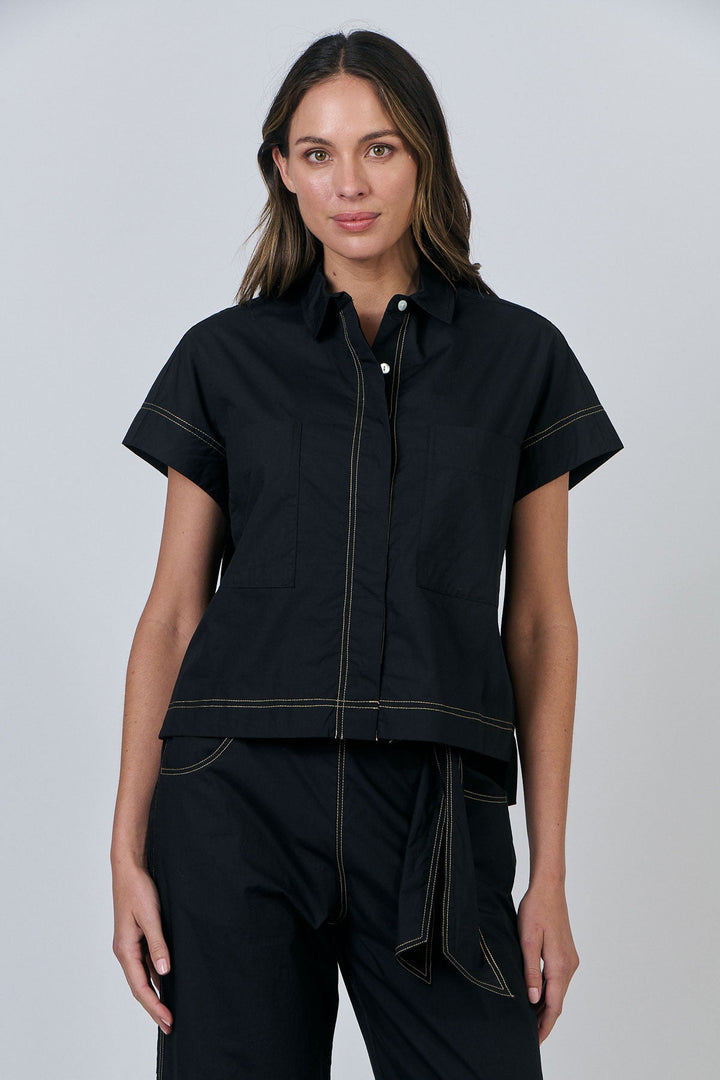 Emily Button Shirt - Black - OJ20 - Pizazz BoutiqueNaturals By O & J
