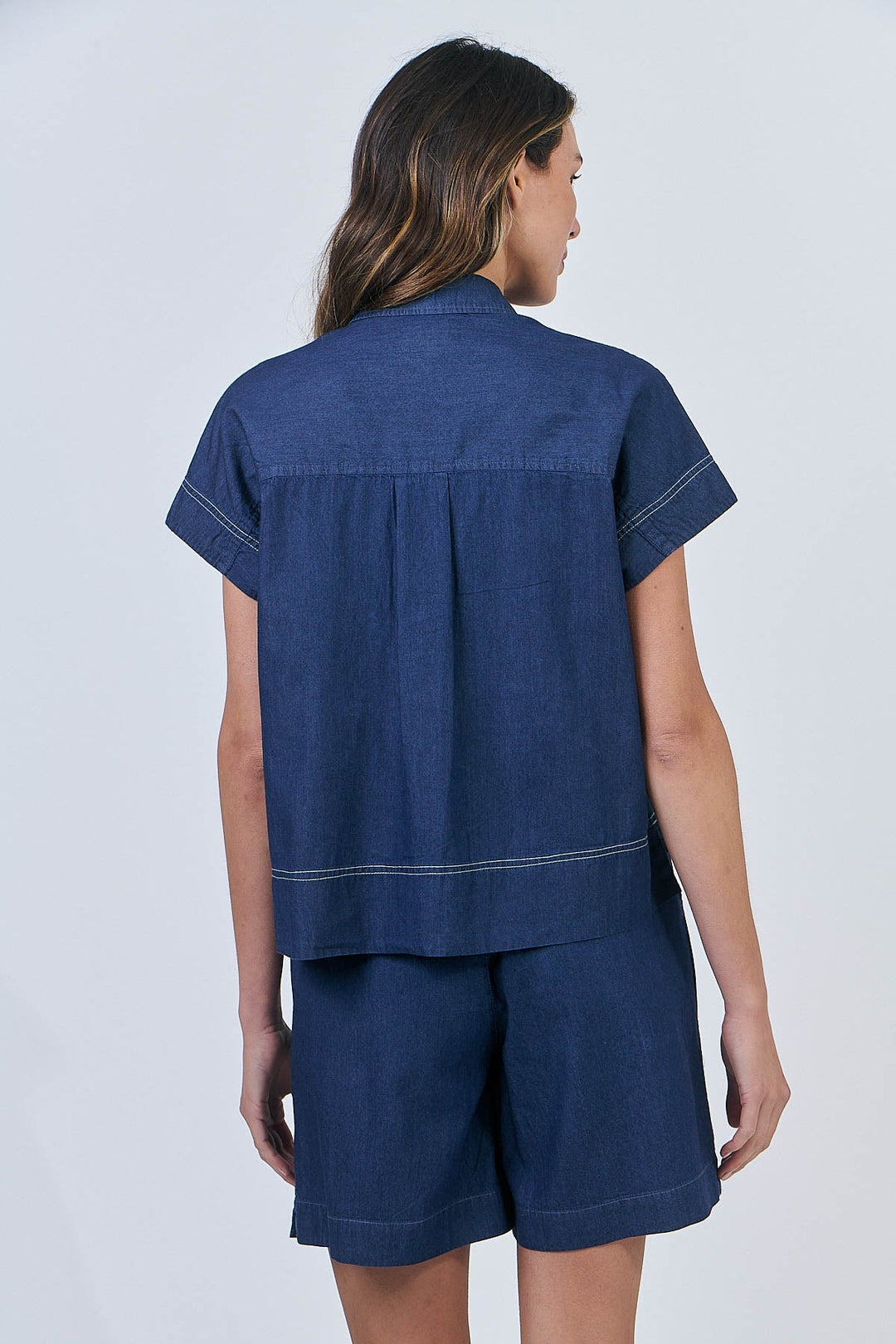 Emily Button Shirt - Chambray - OJ20 - Pizazz BoutiqueNaturals By O & J