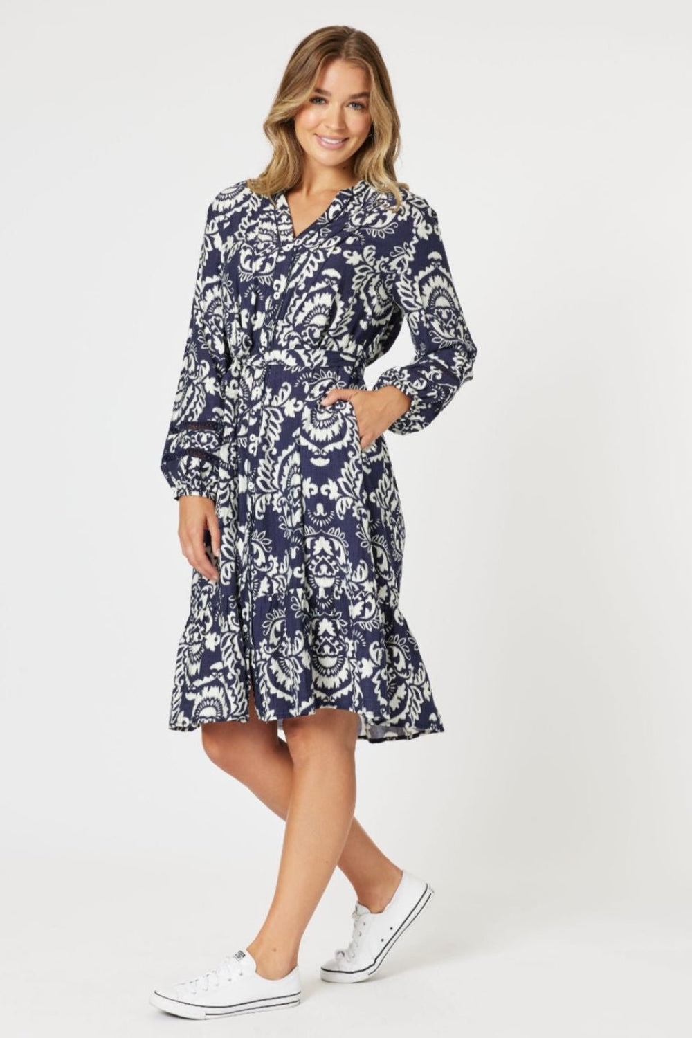 Emily Dress - Navy/White - TZ11 - Pizazz BoutiqueThreadz