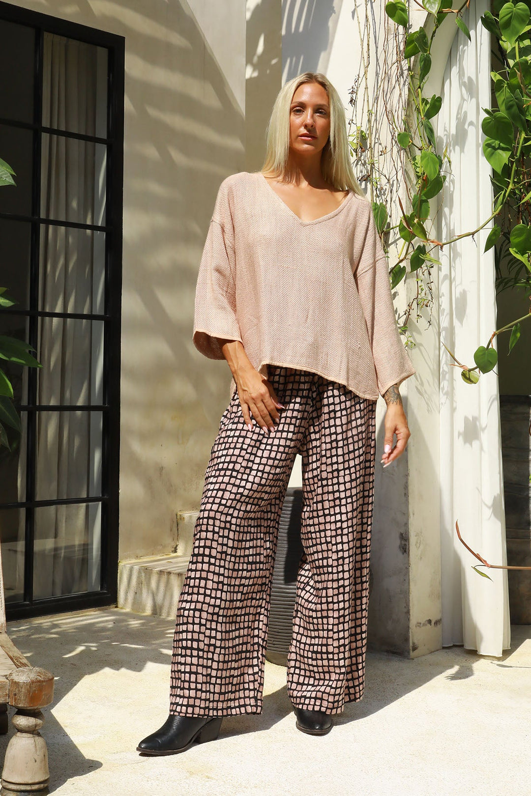 Estelle Hessian V Neck Top - Cinnamon - CB2 - Pizazz BoutiqueCarbon The Label