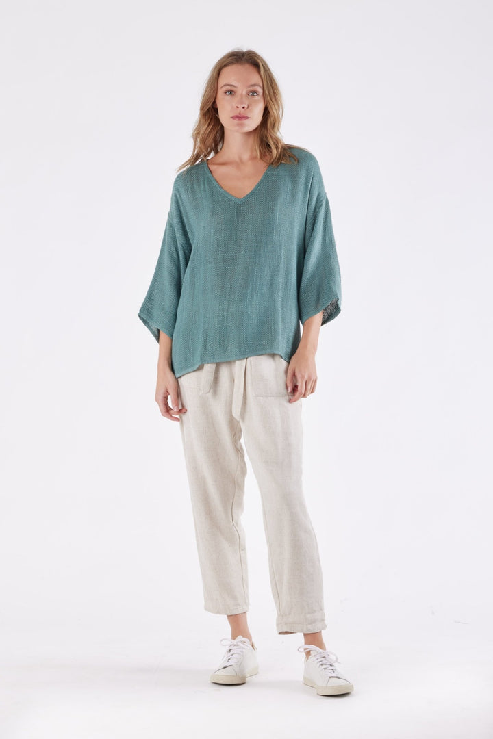 Estelle Hessian V Neck Top - Seafoam - CB2 - Pizazz BoutiqueCarbon The Label