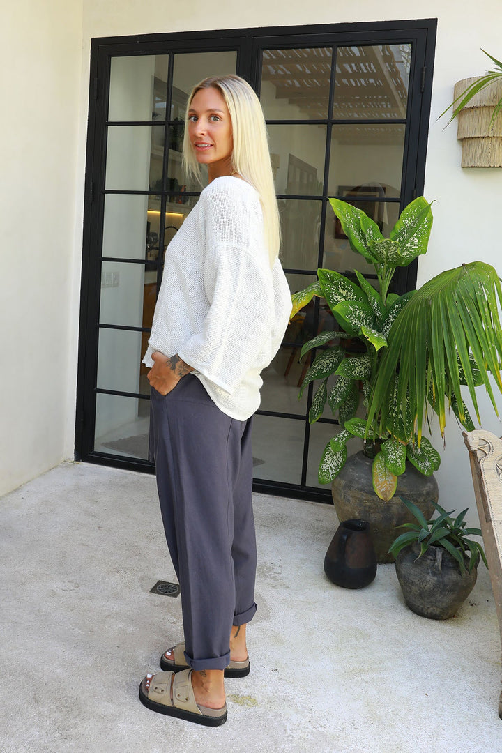 Estelle Hessian V Neck Top - White - CB2 - Pizazz BoutiqueCarbon The Label