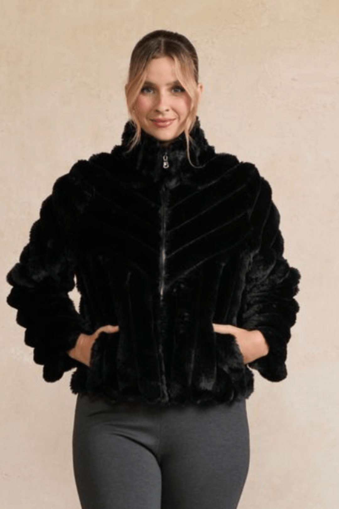 Faux Fur Jacket - Black - CJ35 - Pizazz BoutiqueHolmes & Fallon