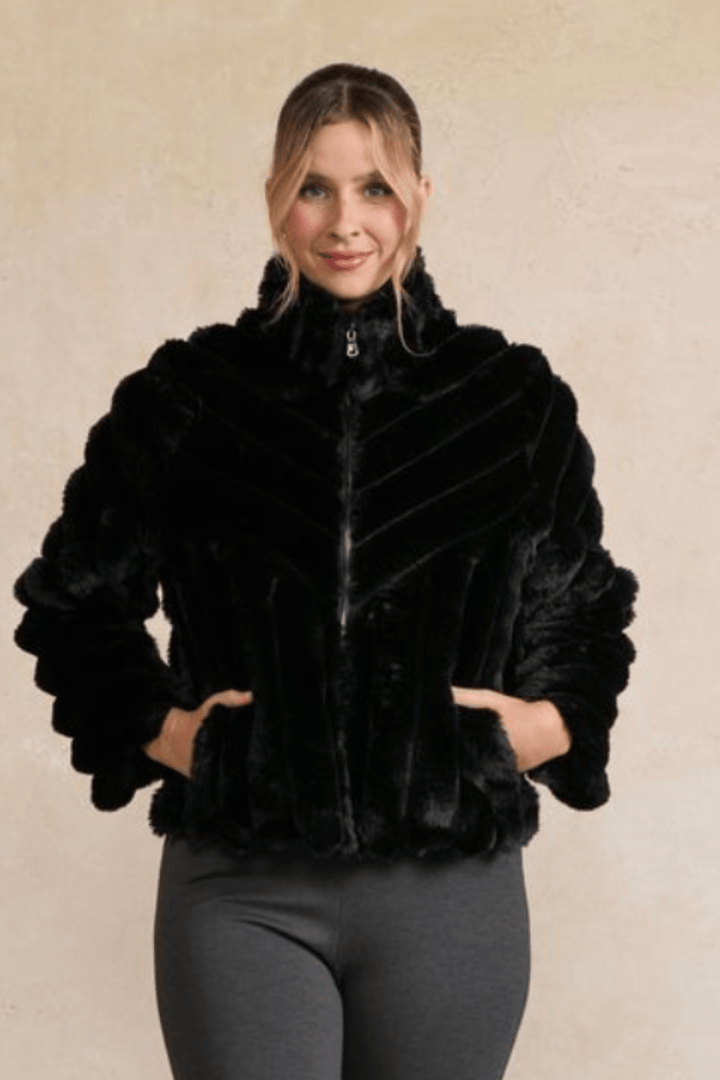 Faux Fur Jacket - Black - CJ35 - Pizazz BoutiqueHolmes & Fallon