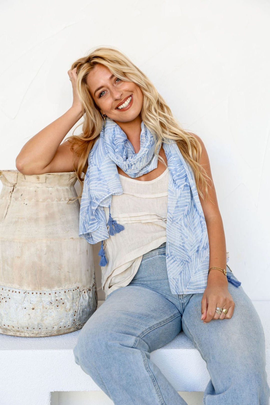 Feather Scarf - Chambray - FR24 - Pizazz BoutiqueFree Spirit