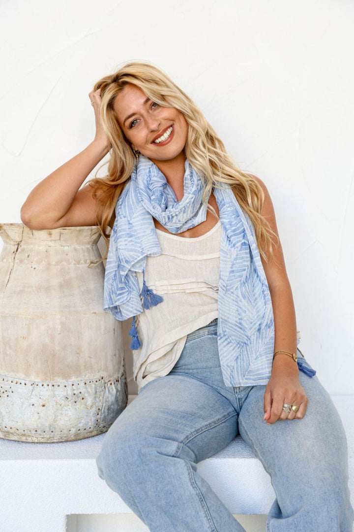 Feather Scarf - Chambray - FR24 - Pizazz BoutiqueFree Spirit