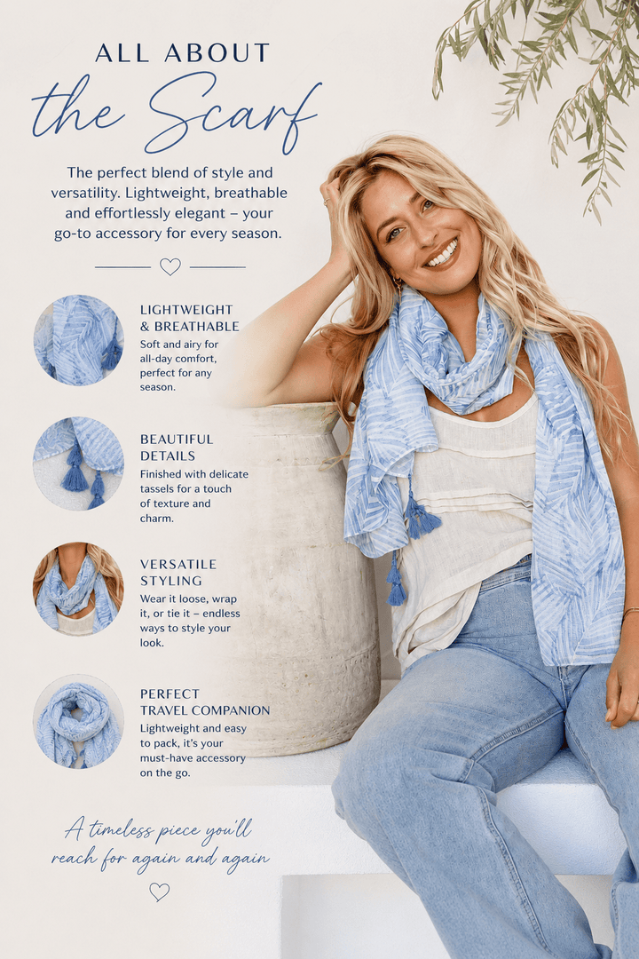 Feather Scarf -Chambray - FR24 - Pizazz BoutiqueFree Spirit
