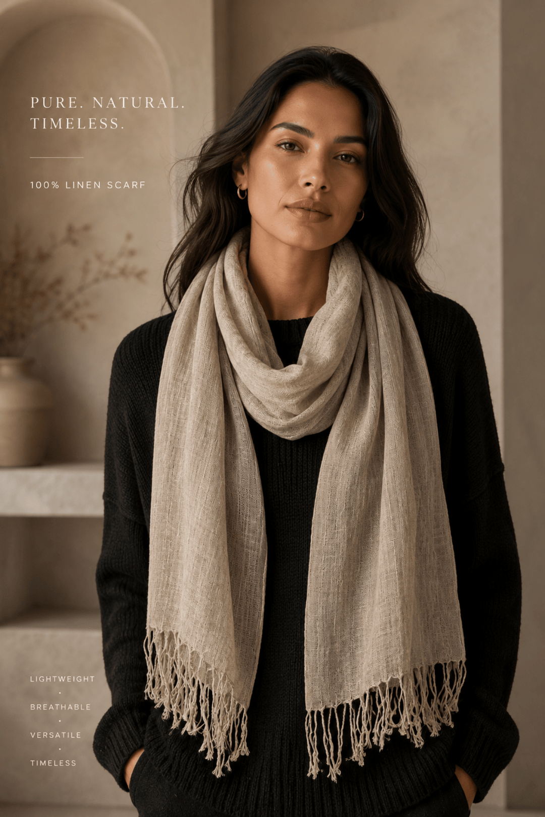 Fenny Scarf - Taupe - OJ69 - Pizazz BoutiqueNaturals By O & J