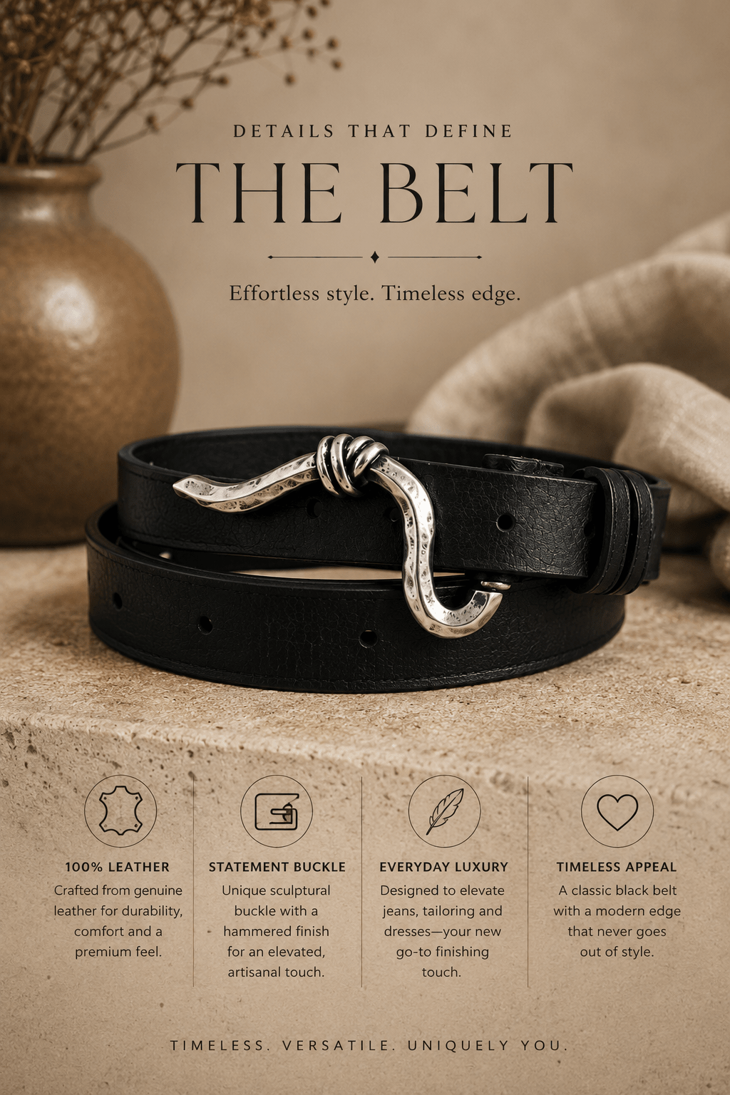 Fiona Belt - Taupe - BB9 - Pizazz BoutiqueB Belt