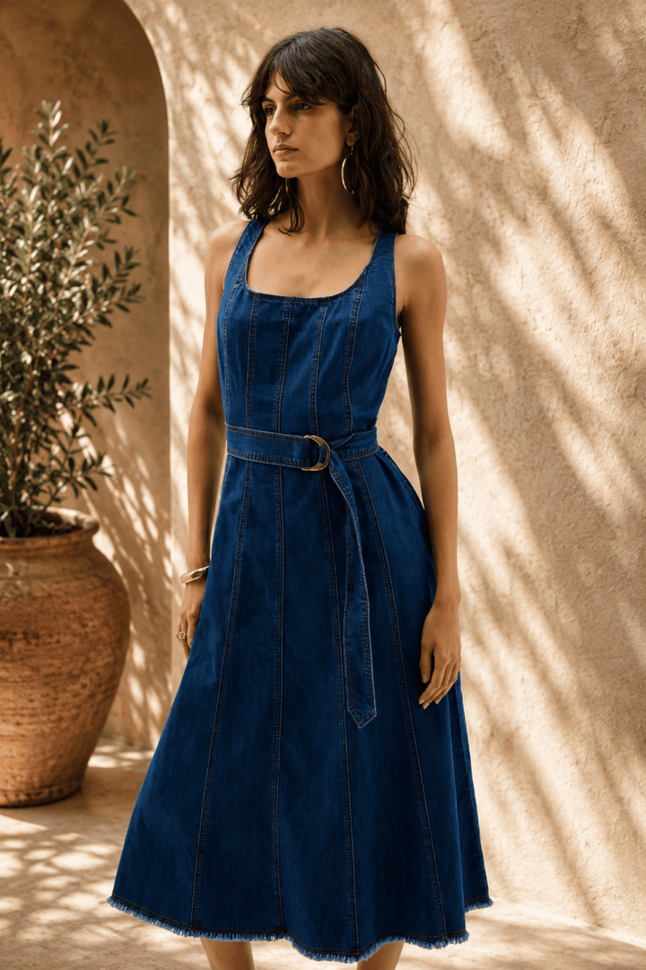 Flare Denim Midi Dress - JR53 - Pizazz BoutiqueJoseph Ribkoff