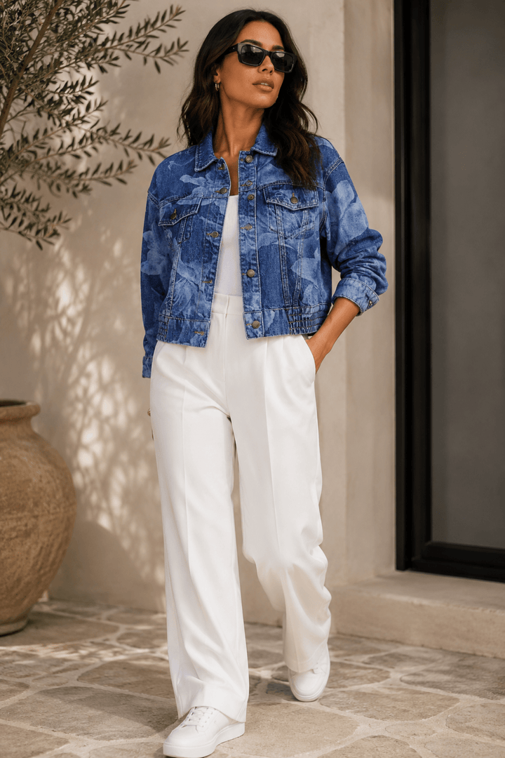 Floral Denim Jacket - DG30 - Pizazz BoutiqueDesigual