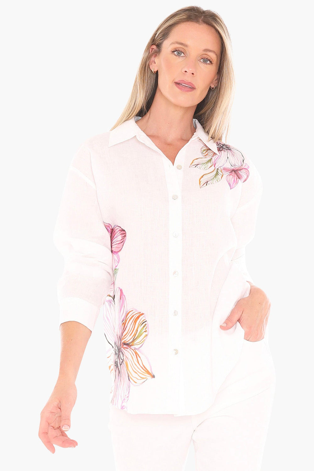 Floraline L/S Shirt - White - JP4 - Pizazz BoutiqueJUMP
