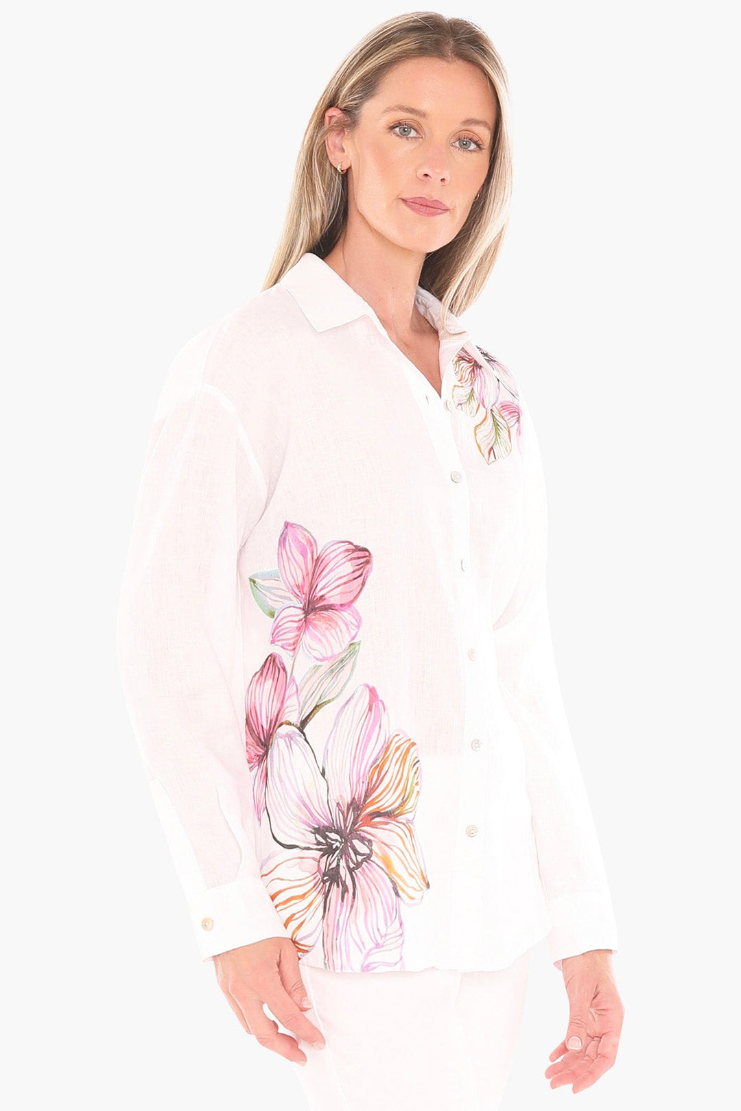 Floraline L/S Shirt - White - JP4 - Pizazz BoutiqueJUMP