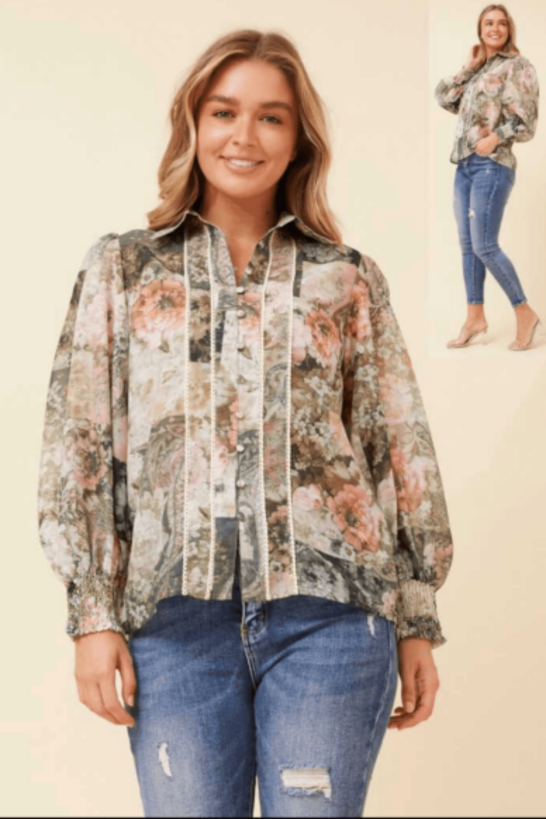 Flowers In Bloom Shirt - CK11 - Pizazz BoutiqueCaroline Morgan