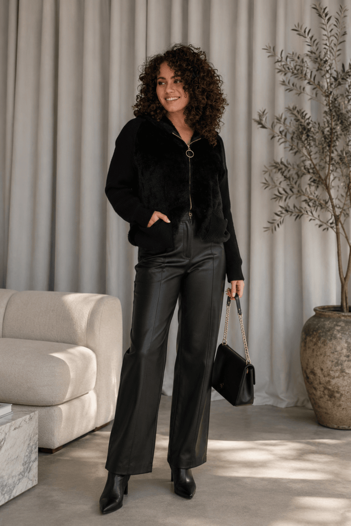 Fluffy Zip Hoodie - Black - CJ18 - Pizazz BoutiqueCaju