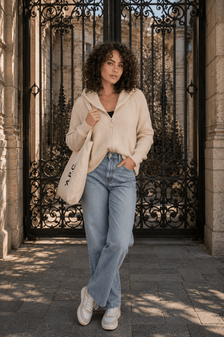 Fluffy Zip Hoodie - Cream - CJ18 - Pizazz BoutiqueCaju