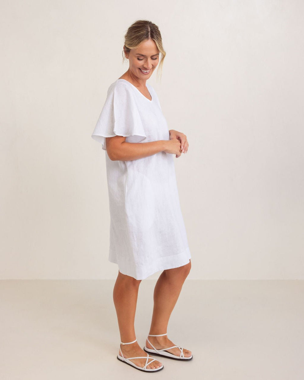Flutter Sleeve Dress - White - SS42 - Pizazz BoutiqueSee Saw
