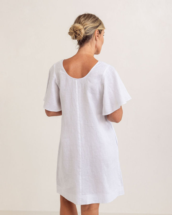 Flutter Sleeve Dress - White - SS42 - Pizazz BoutiqueSee Saw