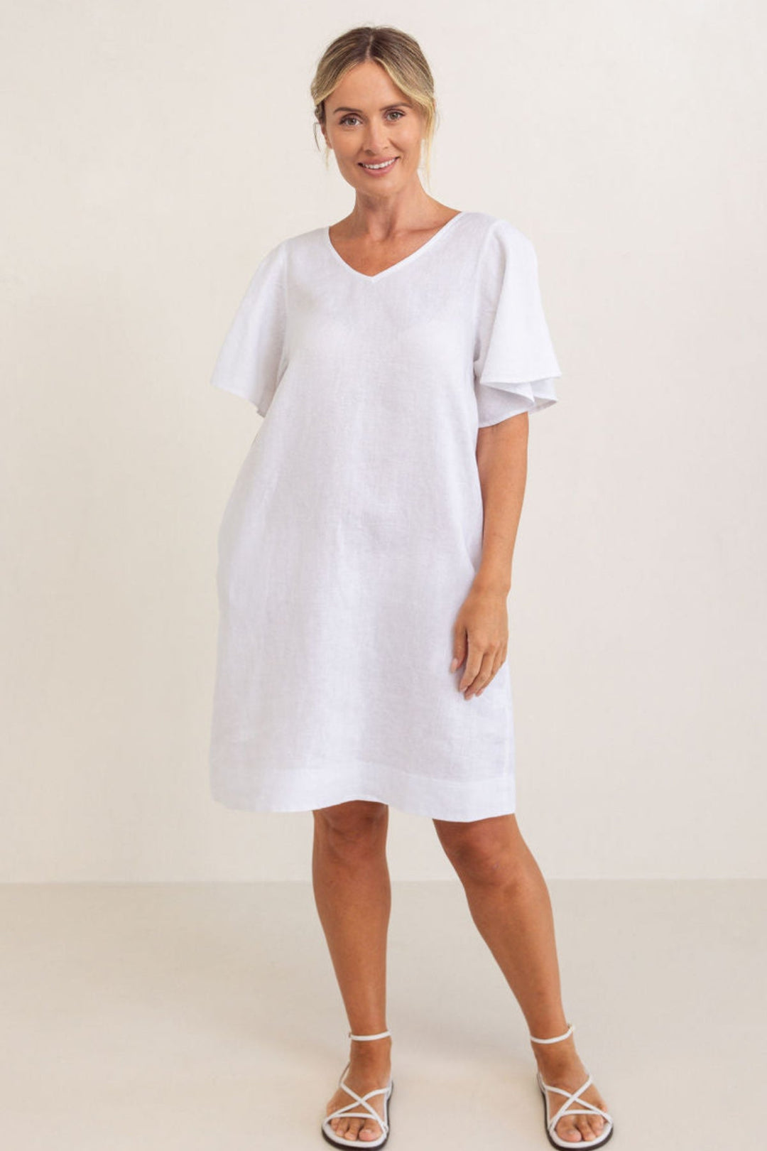 Flutter Sleeve Dress - White - SS42 - Pizazz BoutiqueSee Saw