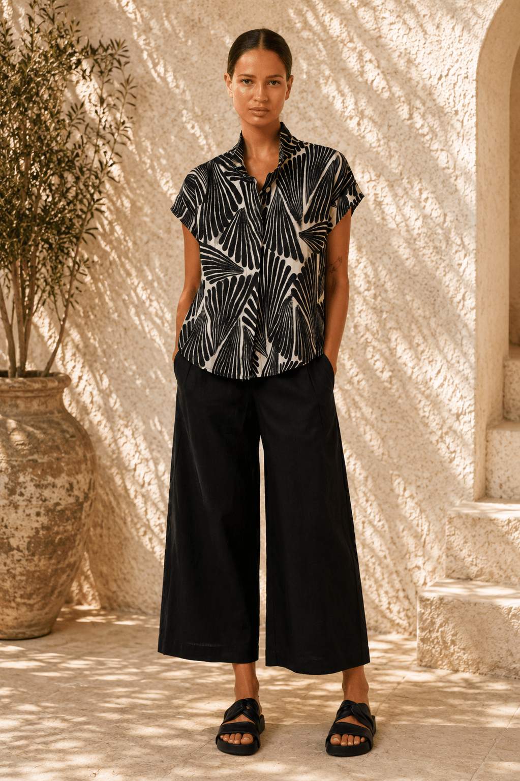 Folies Linen Shirt -OJ82 - Pizazz BoutiqueNaturals By O & J
