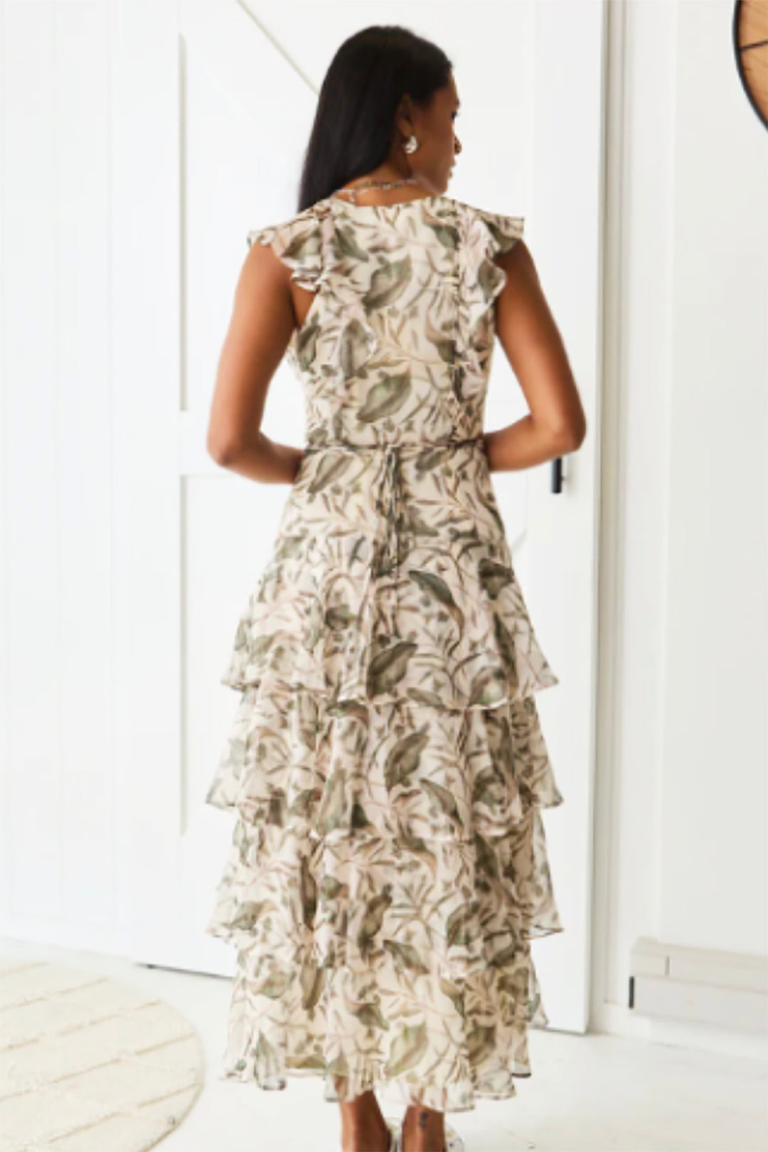 Everly Ivory Foral Tiered Dress - BR1
