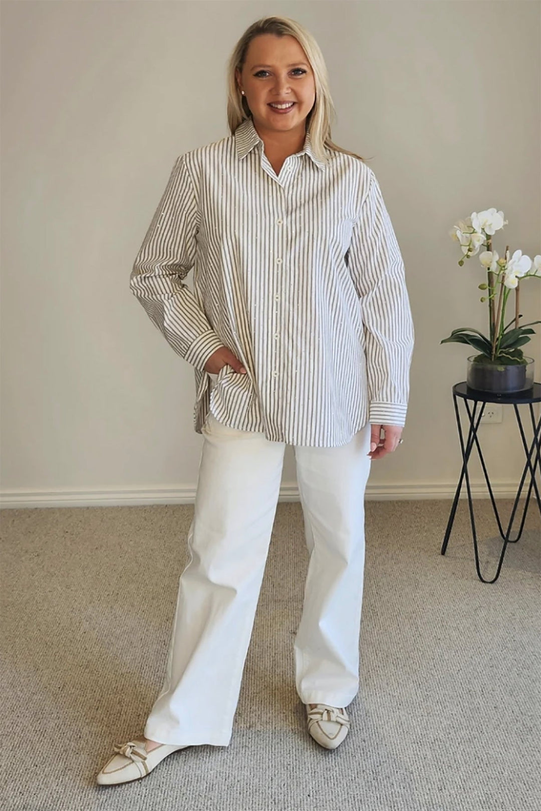 French Stripe Shirt - Chocolate - TZ16 - Pizazz BoutiqueThreadz