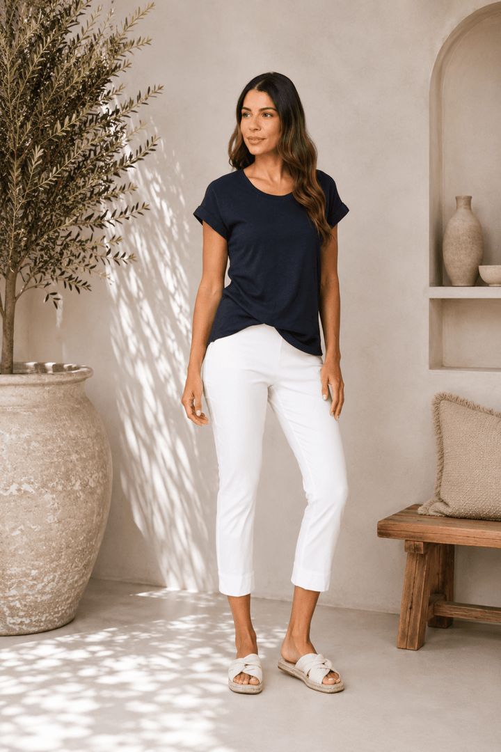 Fuss Free Capri - White - F6 - Pizazz BoutiqueFoil