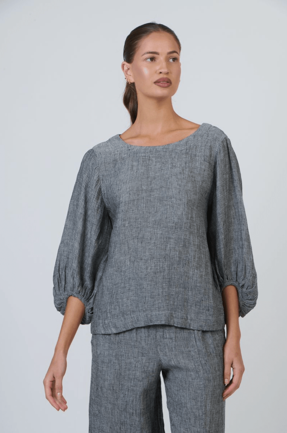 GA537 Linen Top - Cinder - OJ70 - Pizazz BoutiqueNaturals By O & J