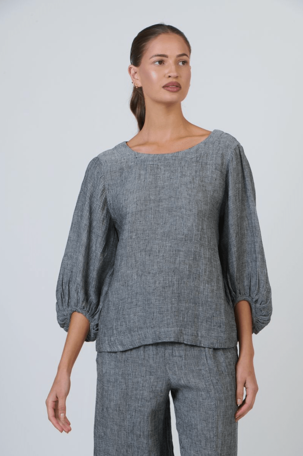 GA537 Linen Top - Cinder - OJ70 - Pizazz BoutiqueNaturals By O & J