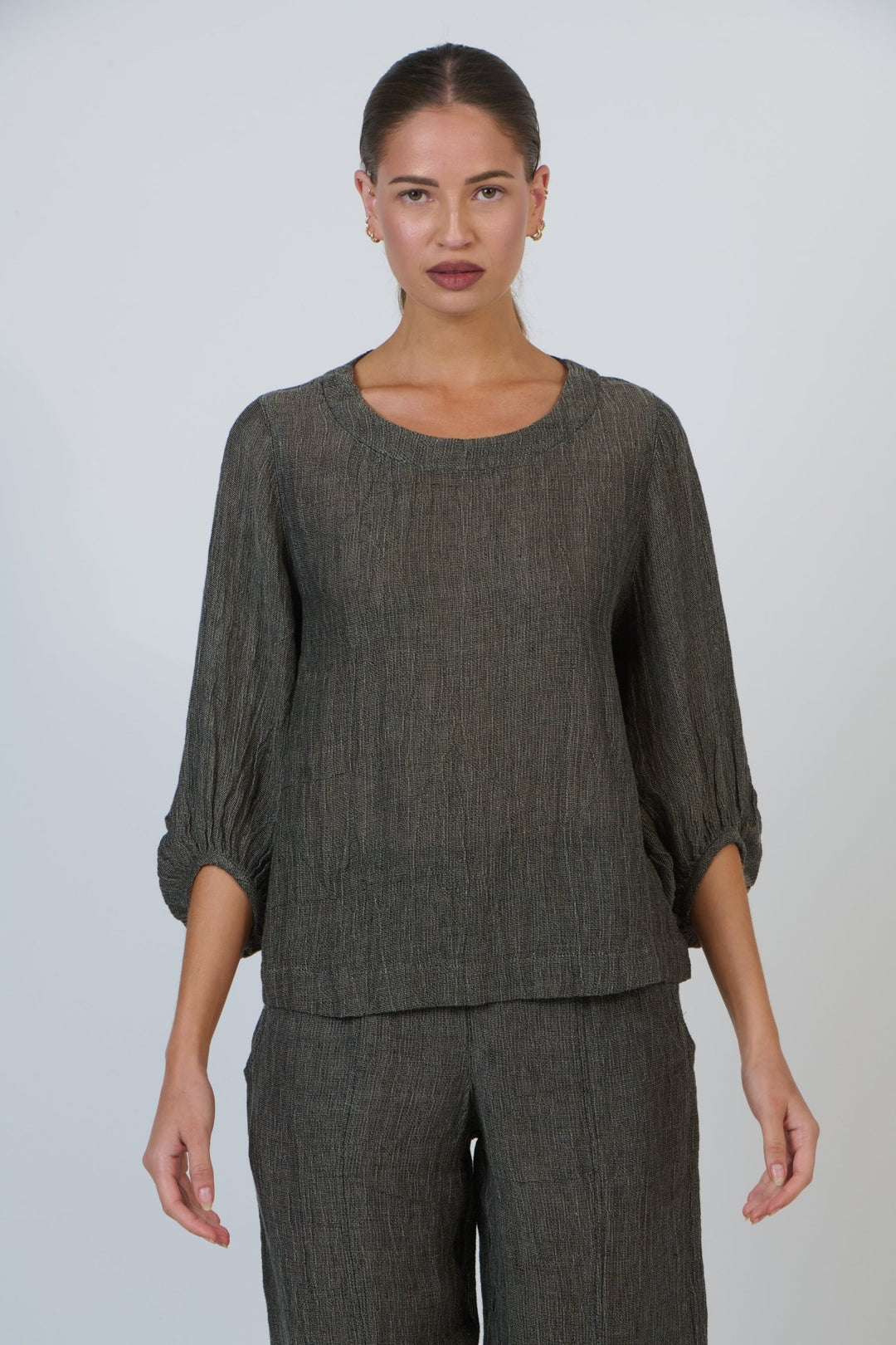 GA537 Linen Top - Mussel - OJ70 - Pizazz BoutiqueNaturals By O & J