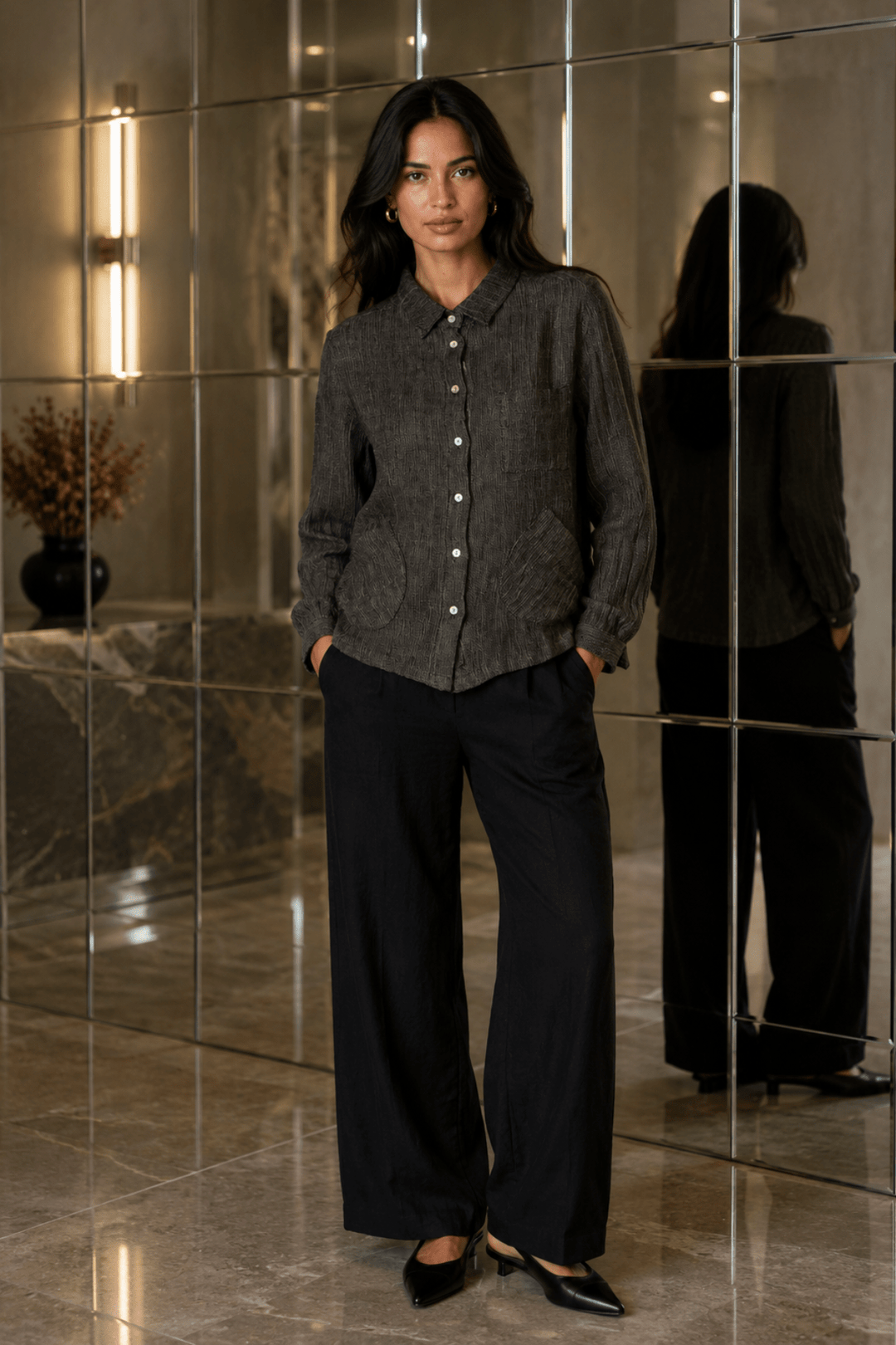 GA544 Linen Top - Mussel - OJ71 - Pizazz BoutiqueNaturals By O & J