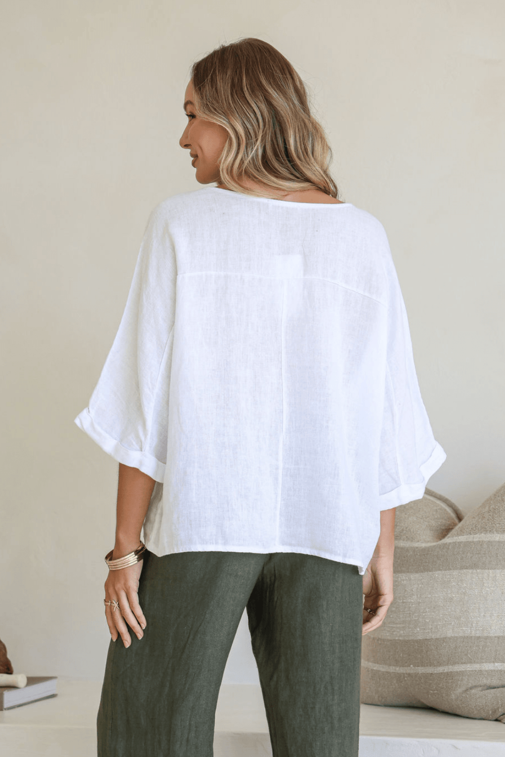 Gemma Linen Top - White - FA3 - Pizazz BoutiqueFree Angel