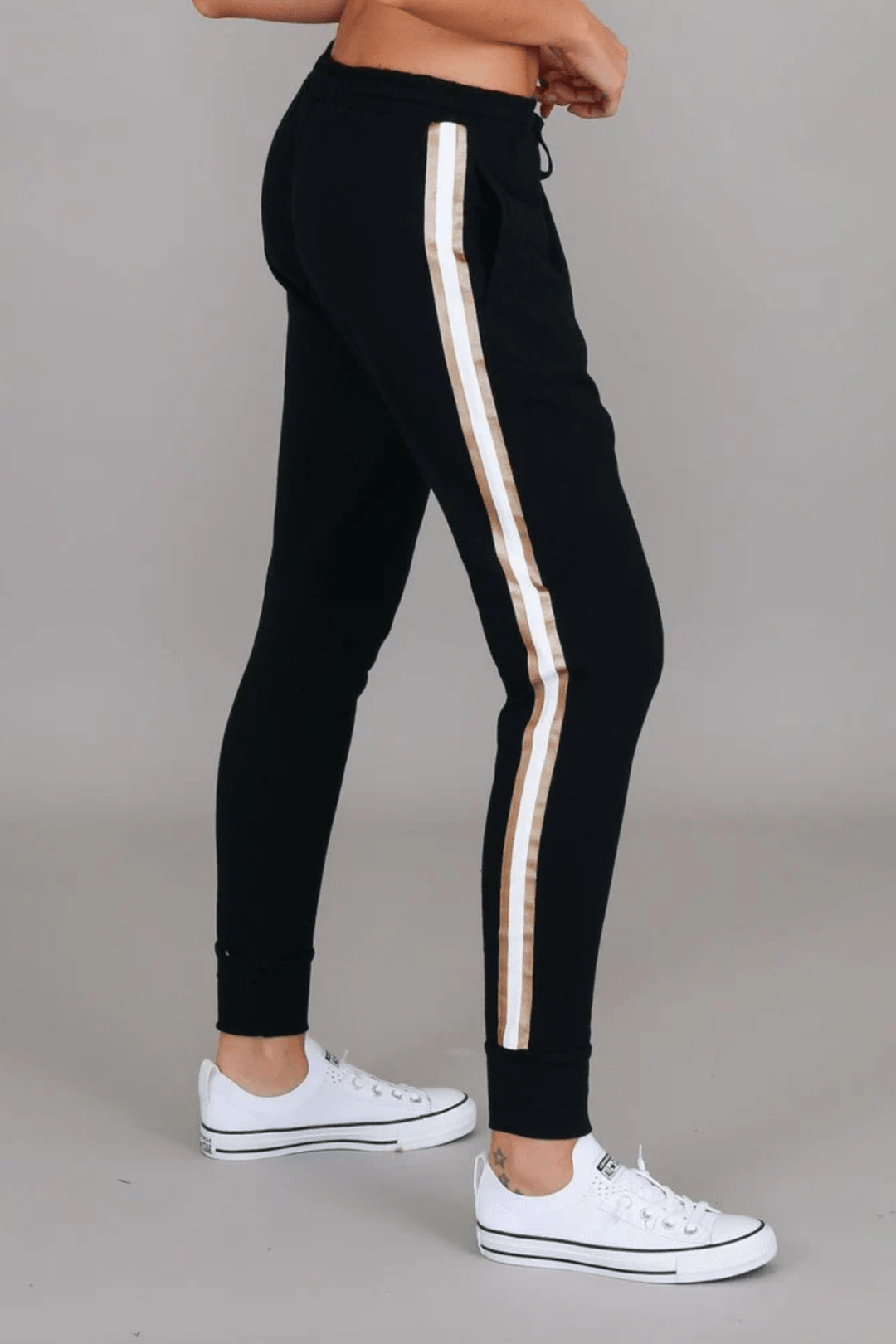Gerry Side Stripe Jogger Pants - Black - RD16 - Pizazz Boutique3RD STORY