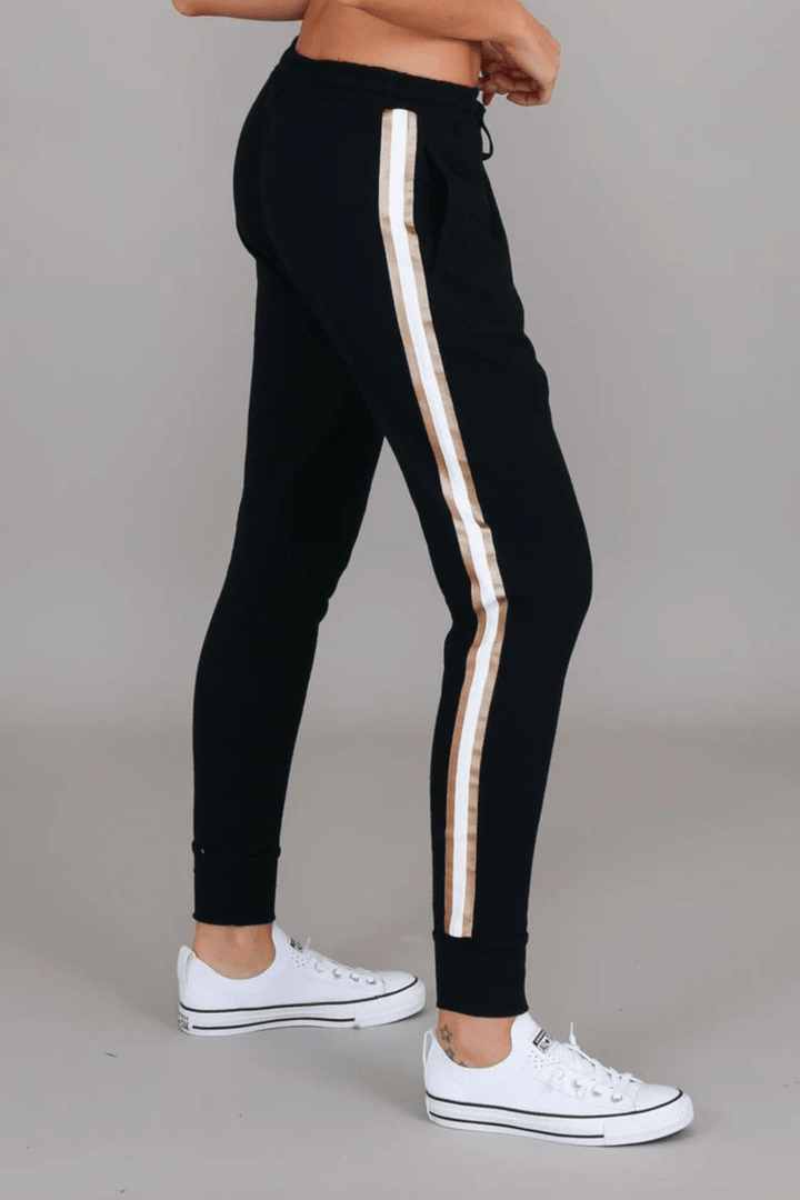 Gerry Side Stripe Jogger Pants - Black - RD16 - Pizazz Boutique3RD STORY