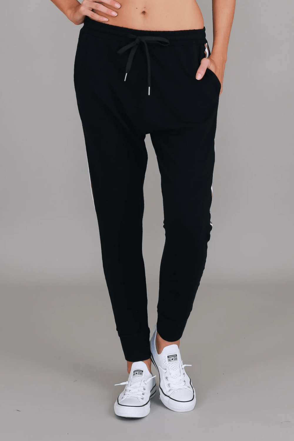 Gerry Side Stripe Jogger Pants - Black - RD16 - Pizazz Boutique3RD STORY