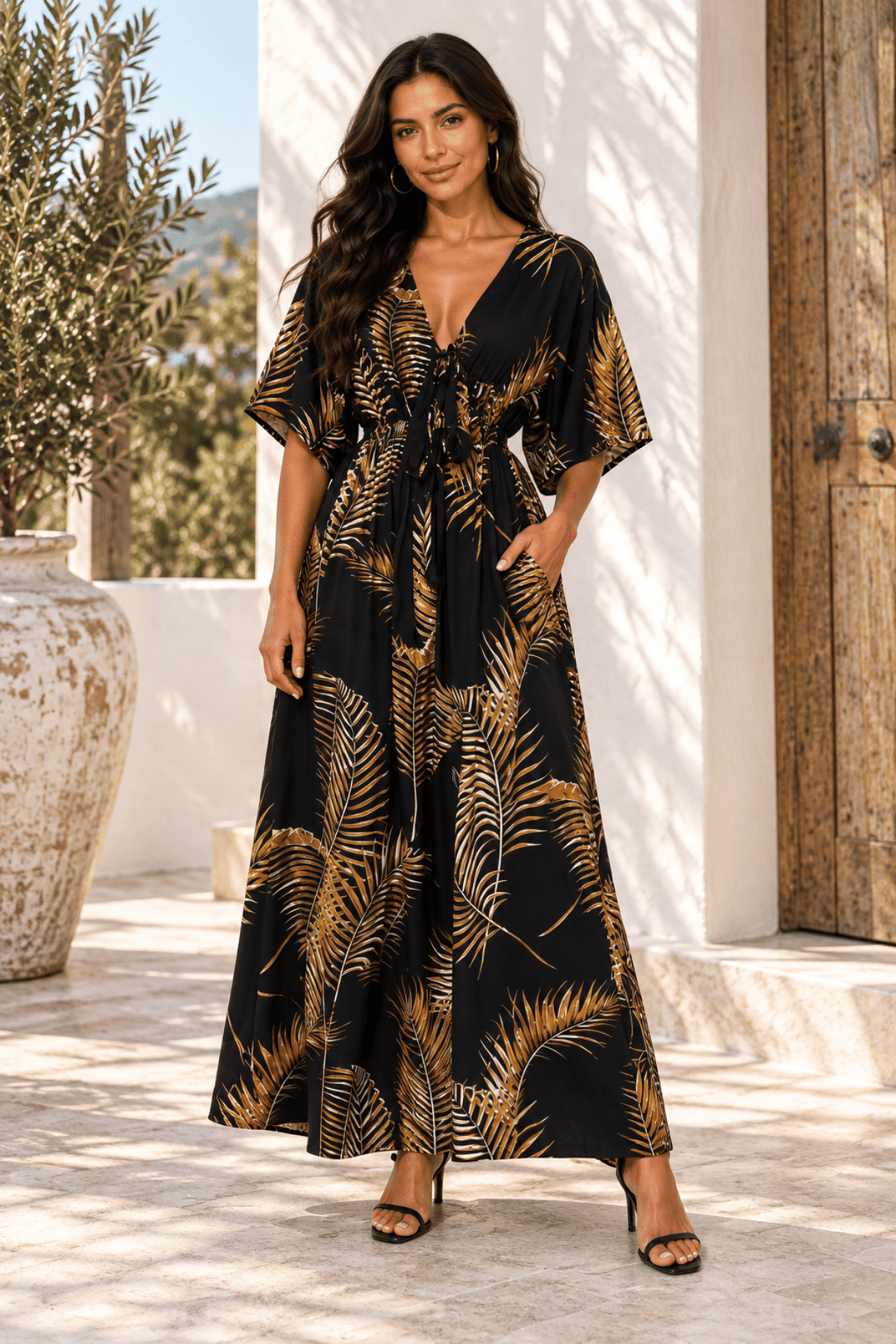 Gold Fern Tracy Dress - MS4 - Pizazz BoutiqueMango Sunrise