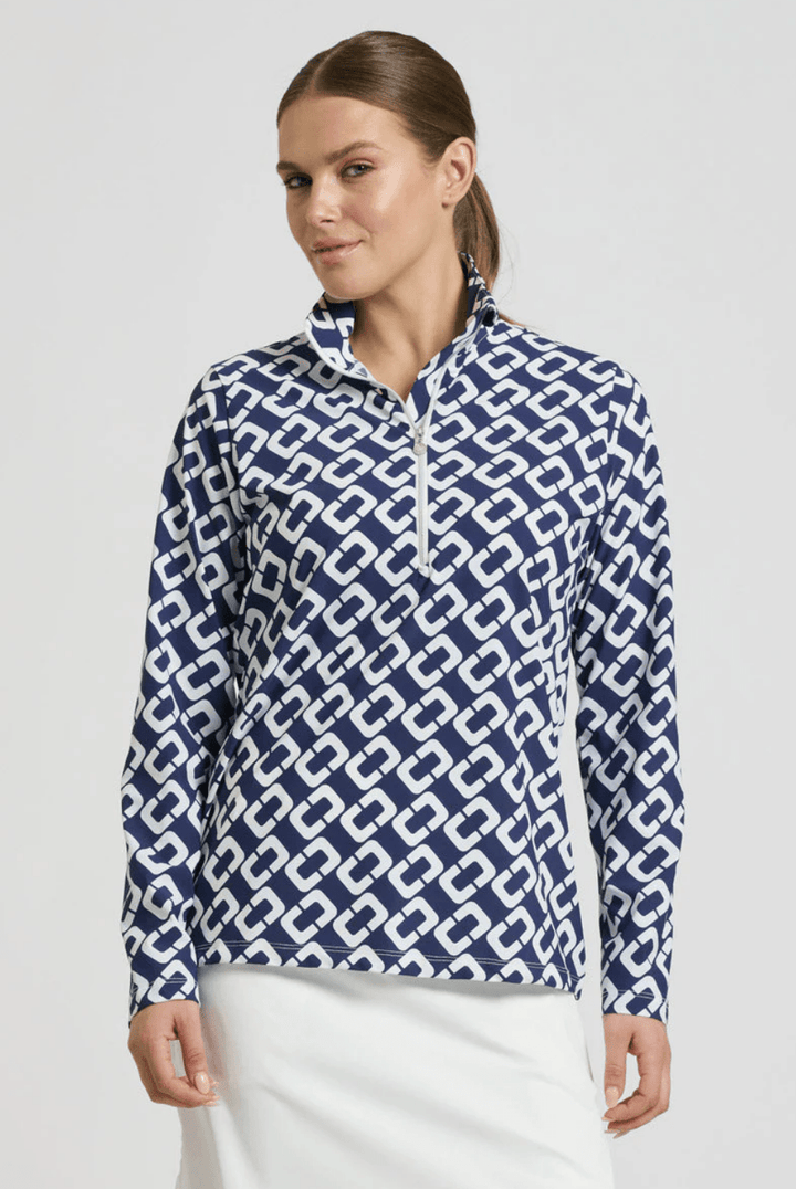 Grange Long Sleeve Shirt - Navy Chain - EST8 - Pizazz BoutiqueEST 1971