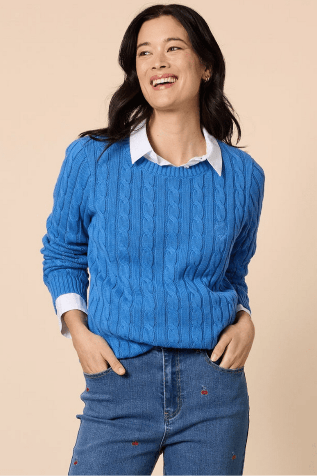 Hampton Cable Jumper - Cobalt - GS36 - Pizazz BoutiqueGordon smith