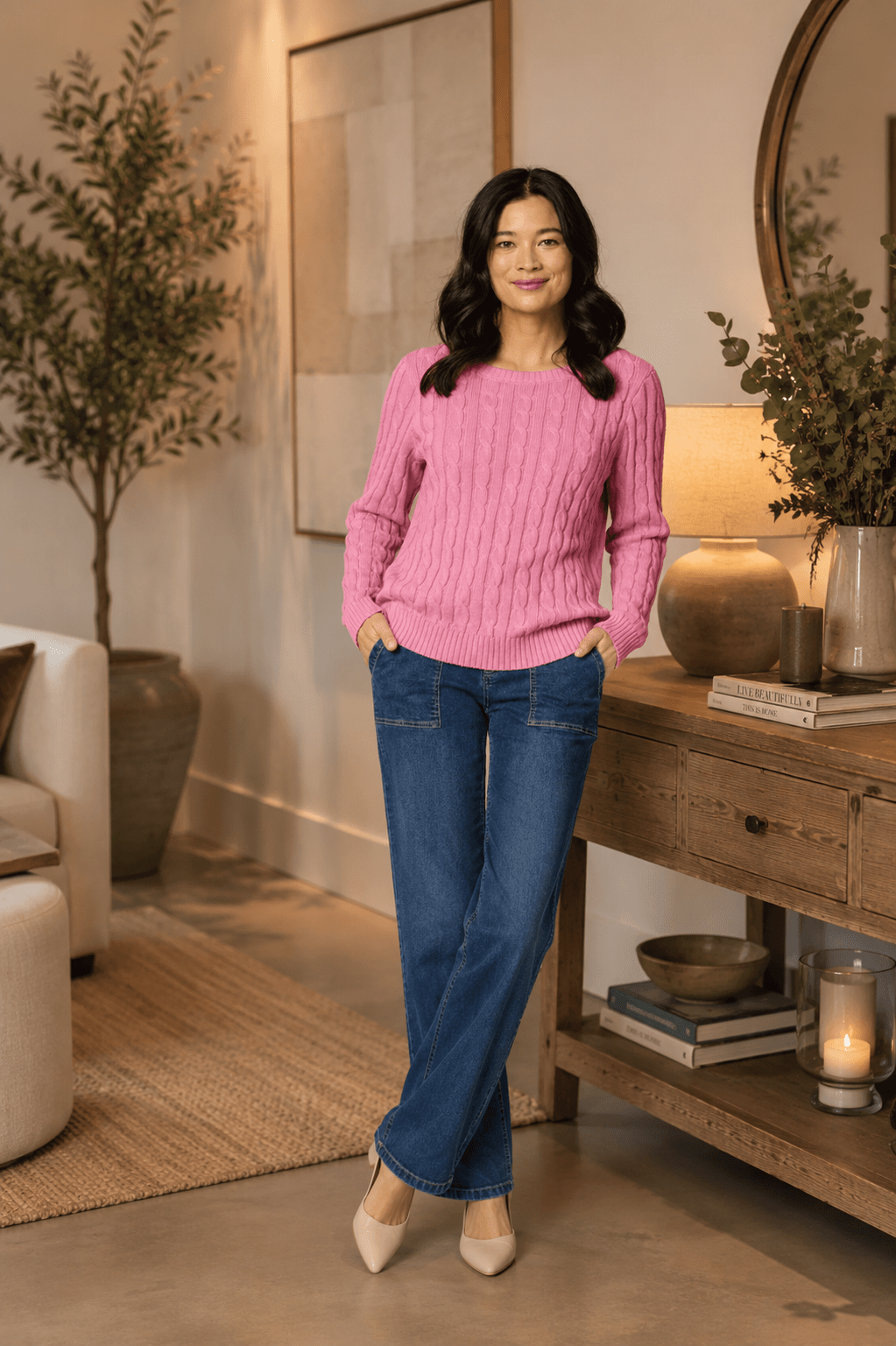 Hampton Cable Jumper - Pink -GS36 - Pizazz BoutiqueGordon smith