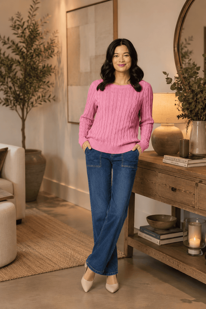 Hampton Cable Jumper - Pink -GS36 - Pizazz BoutiqueGordon smith