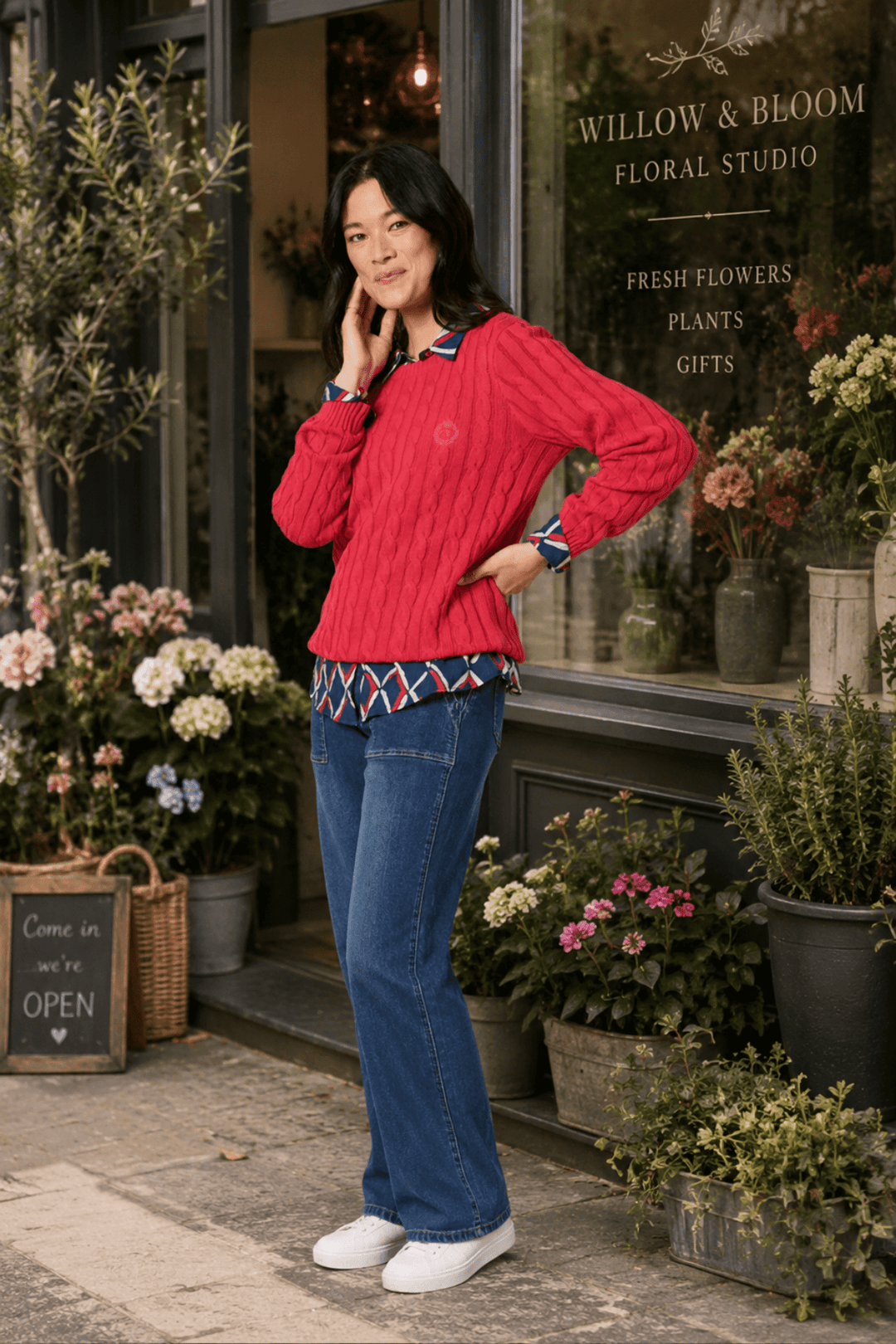 Hampton Cable Jumper - Red -GS36 - Pizazz BoutiqueGordon smith