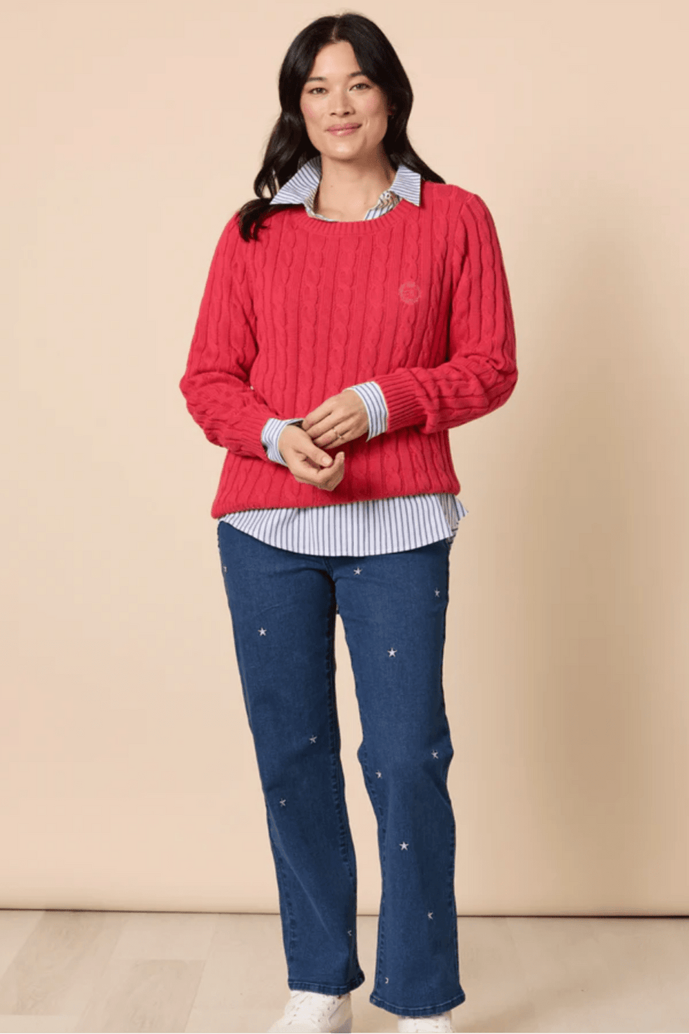 Hampton Cable Jumper - Red - GS36 - Pizazz BoutiqueGordon smith