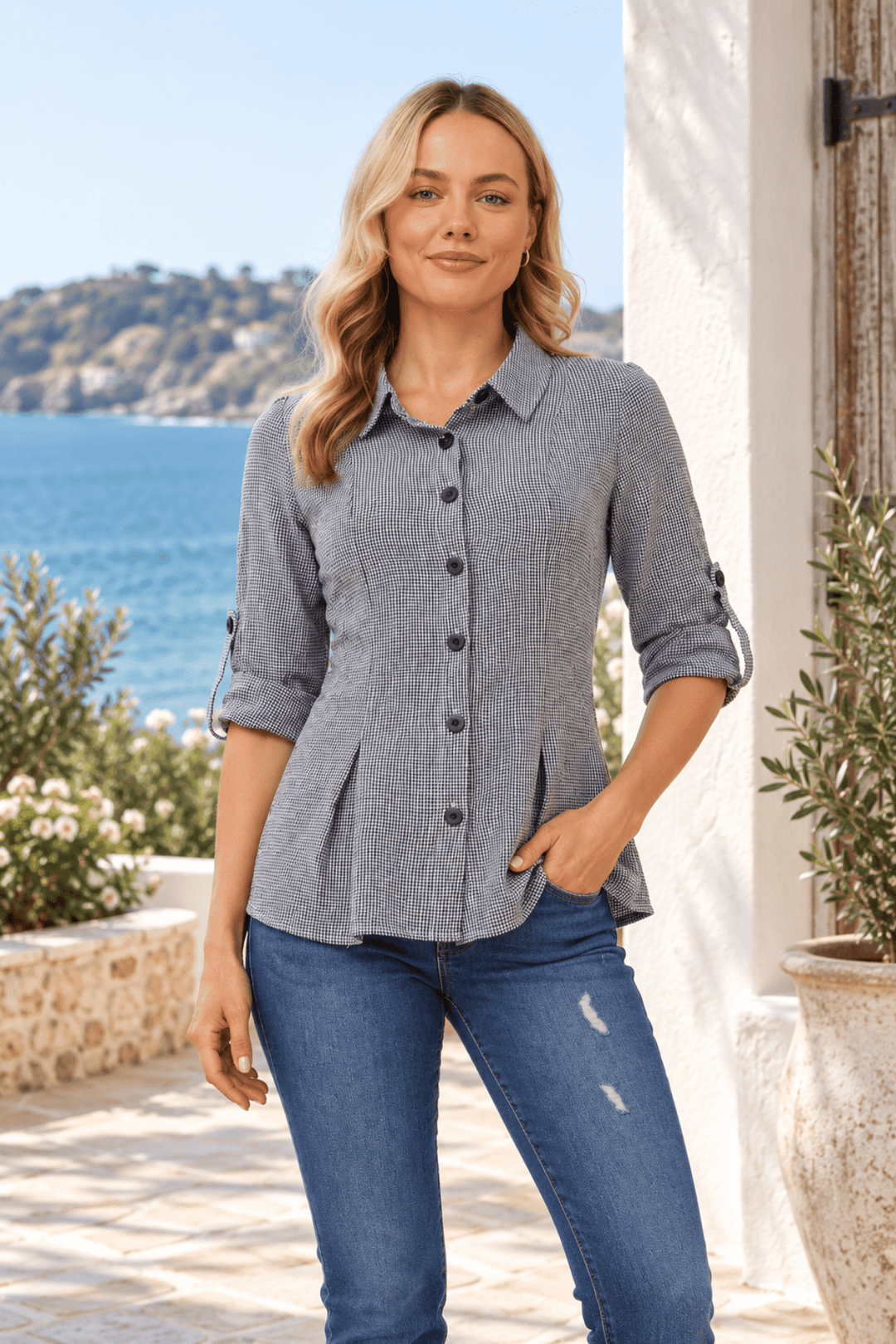 Hattie Gingham Shirt - CK68 - Pizazz BoutiqueCaroline Morgan
