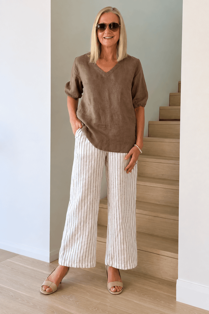 Haven Stripe Pant - White - HV28 - Pizazz BoutiqueHammock & Vine