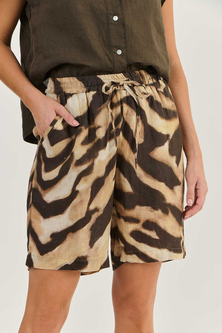 Hayley Linen Short - Wildcat - OJ14 - Pizazz BoutiqueNaturals By O & J